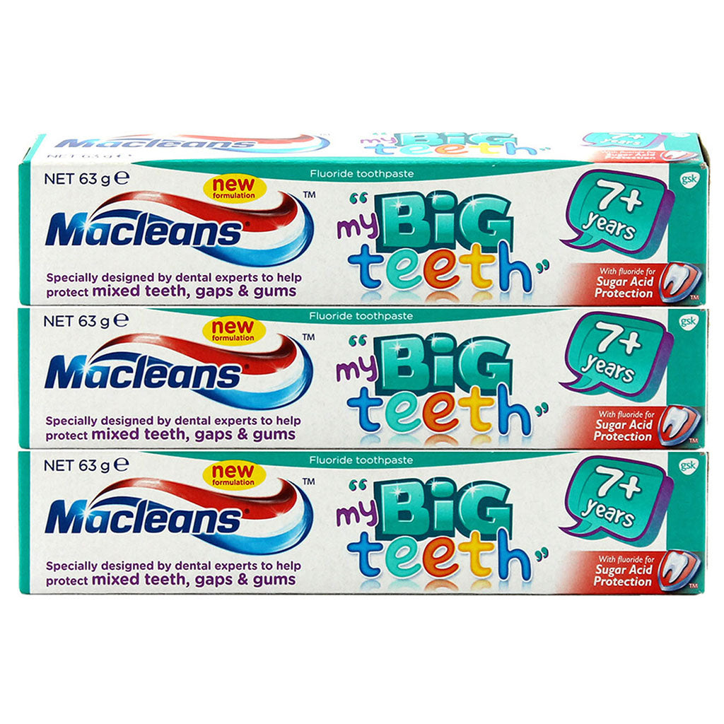 3 Pack x Macleans Big Teeth Toothpaste 7+ Years 63g