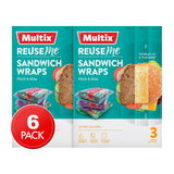 2 x Multix Reuse Me Sandwich Wraps - 3 Pack
