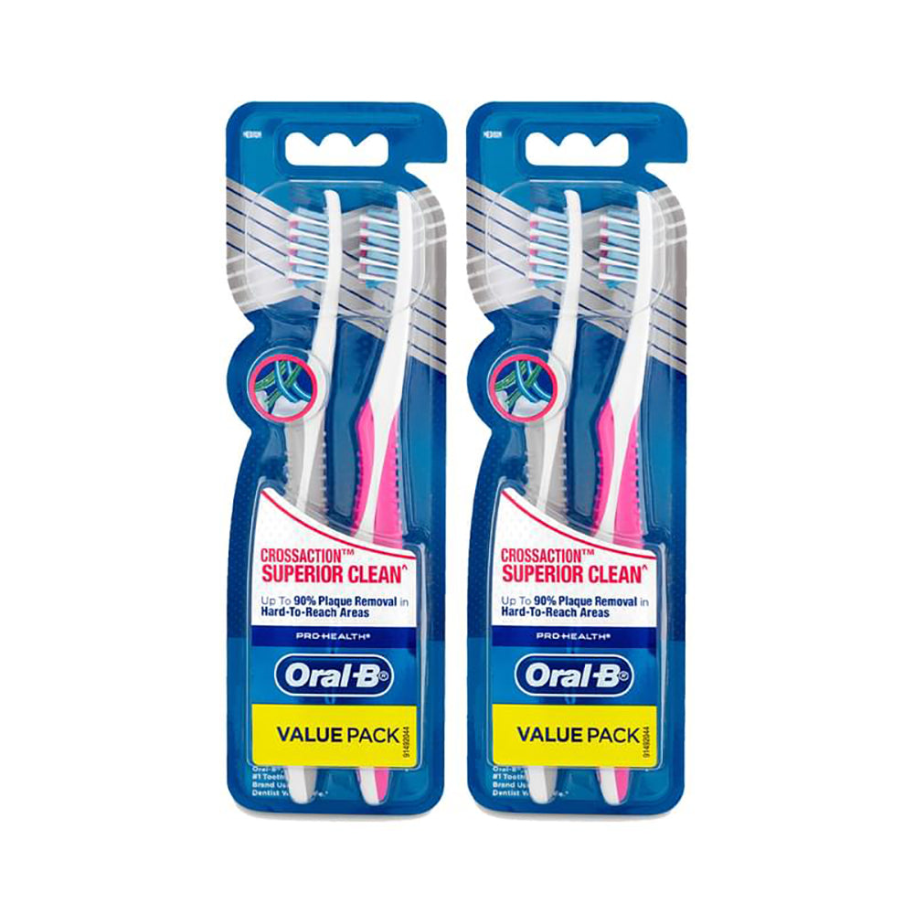 2 Pack x Oral-B Crossaction Superior Clean Toothbrush - Medium - 2pc