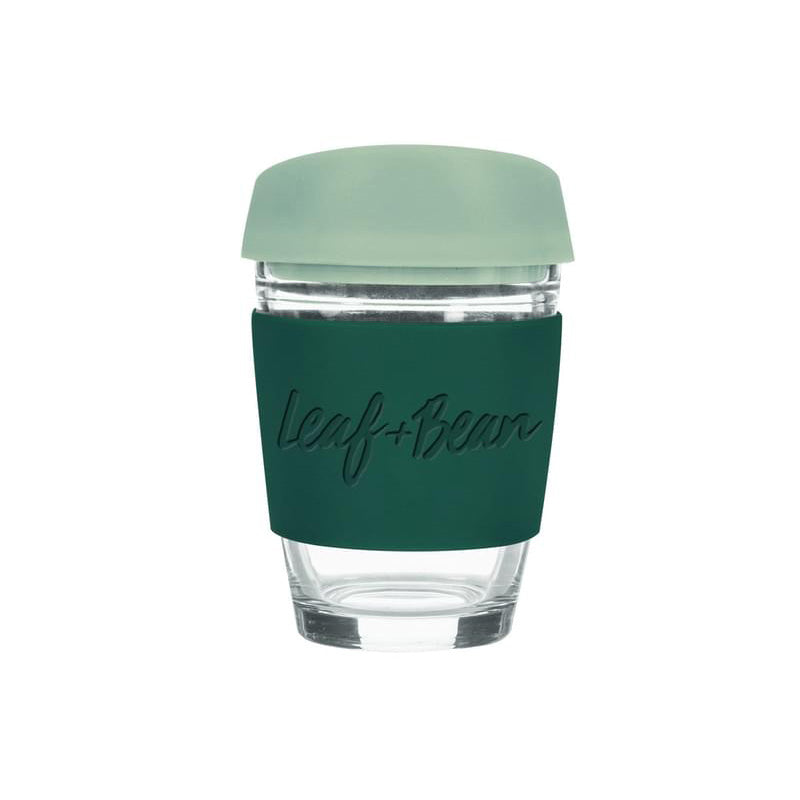 Sorrento Leaf & Bean Reusable Glass Cup - 340ml