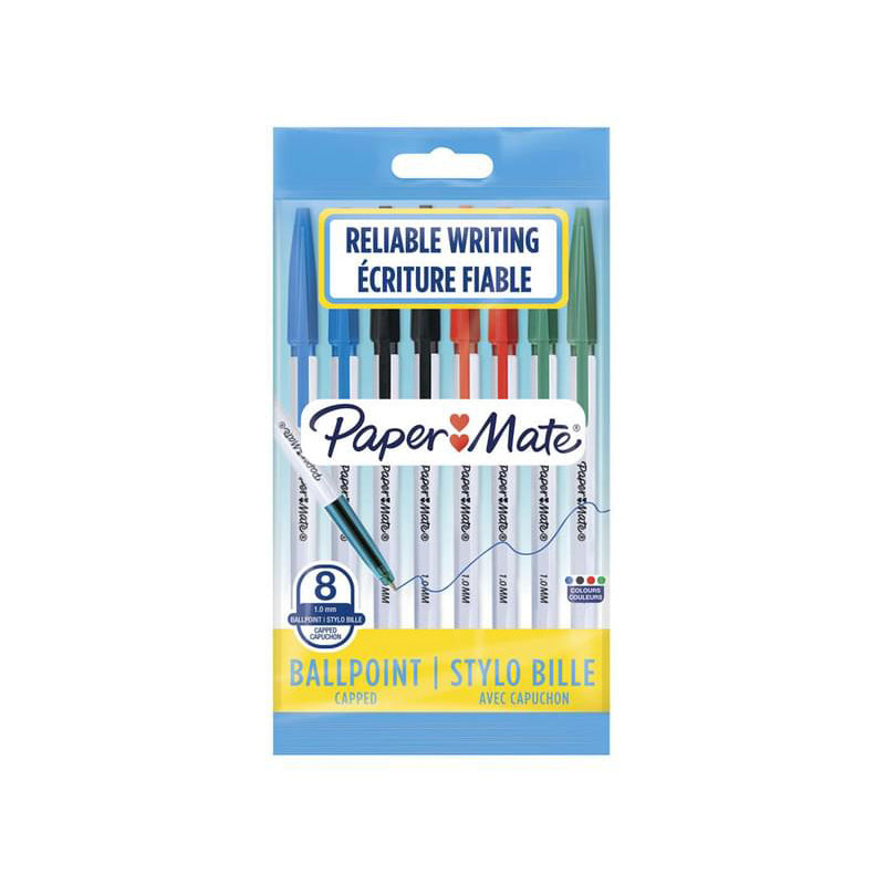 2 Pack x Paper Mate Ballpoint Pen Assorted - 1.0mm - 8pc