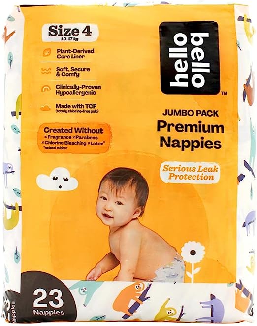 4 Pack x Hello Bello Size 4 Premium Nappies 23pc