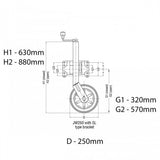 AL-KO 10in 623660XP3 Heavy-Duty Solid Tyre Jockey Wheel
