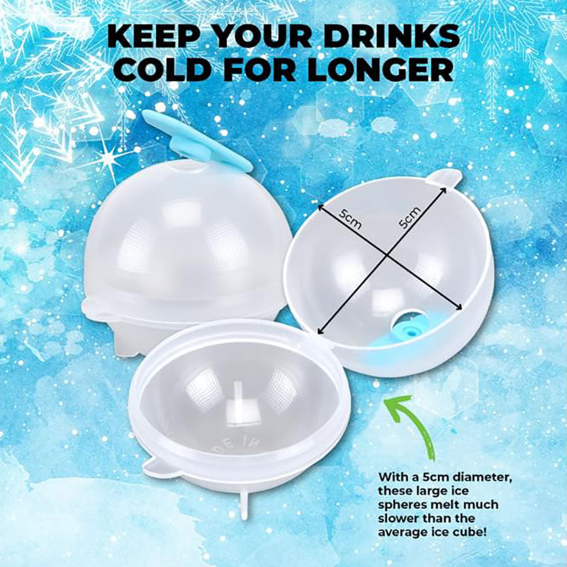 4 x Home Master Sphere Ice Ball Moulds - 5cm - 4 Pack