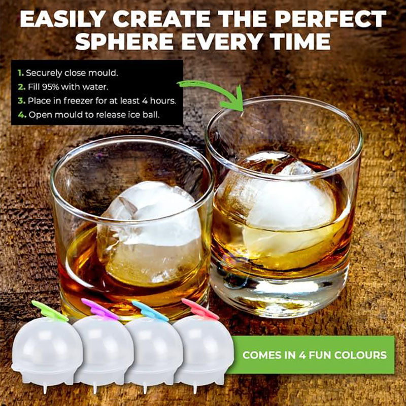 4 x Home Master Sphere Ice Ball Moulds - 5cm - 4 Pack