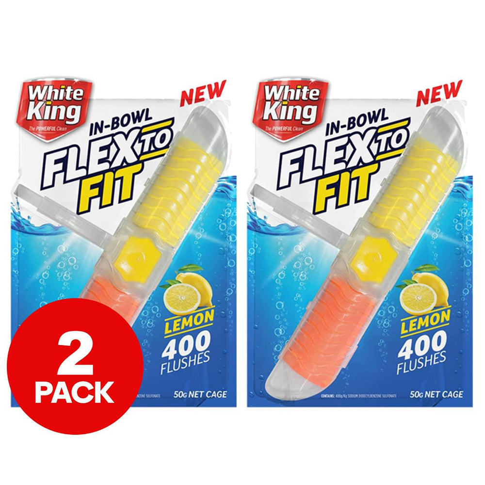 2 Pack x White King In-Bowl Flex To Fit Toilet Cleaner Lemon - 50g