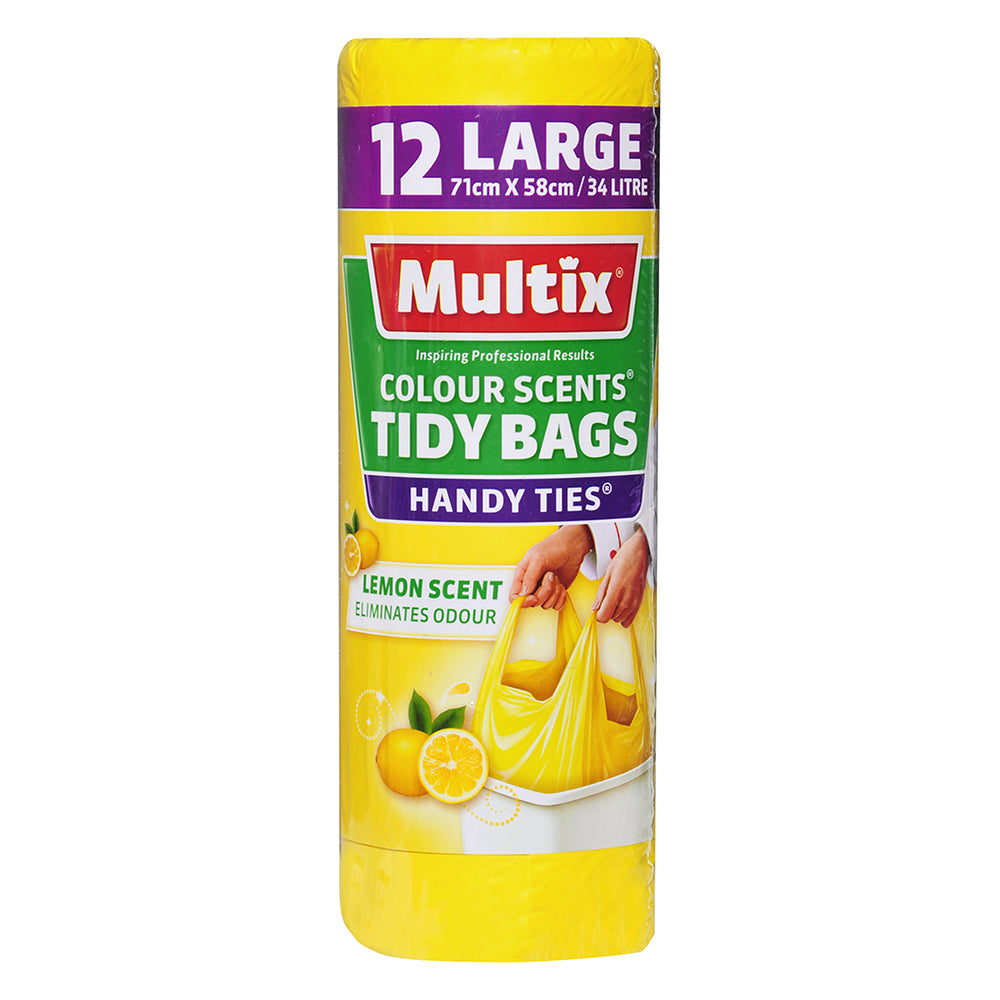 Multix Lemon Scent Tidy Bags 34L - 12 Pack