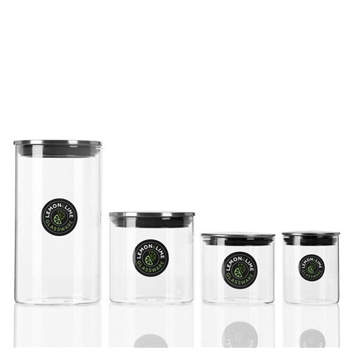 3 x Lemon & Lime Glass Jar With Stainless Steel Lid