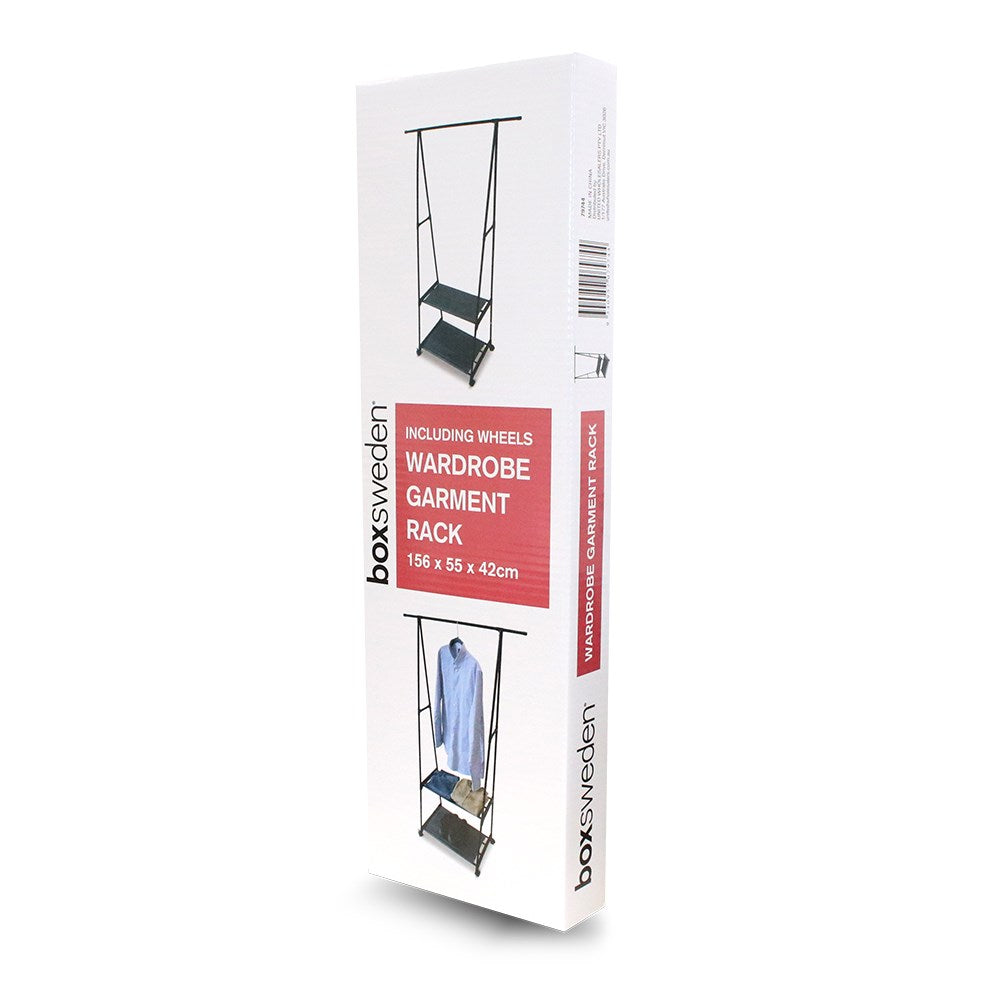 Boxsweden Wardrobe Garment/Clothes Rack with Wheels - 156x55x42cm