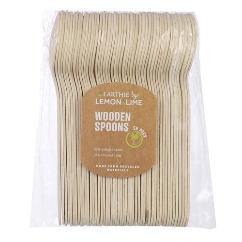 Eco Biodegradable Material Wooden Spoons - 15.5cm(50 Pack)