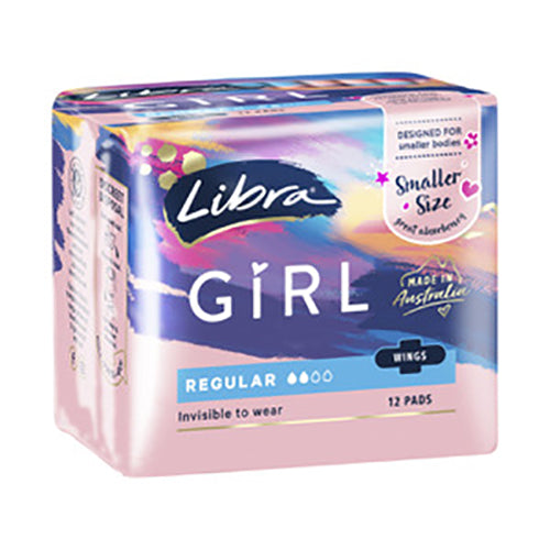 Libra Girl Regular Pads With Wings 12 Pack