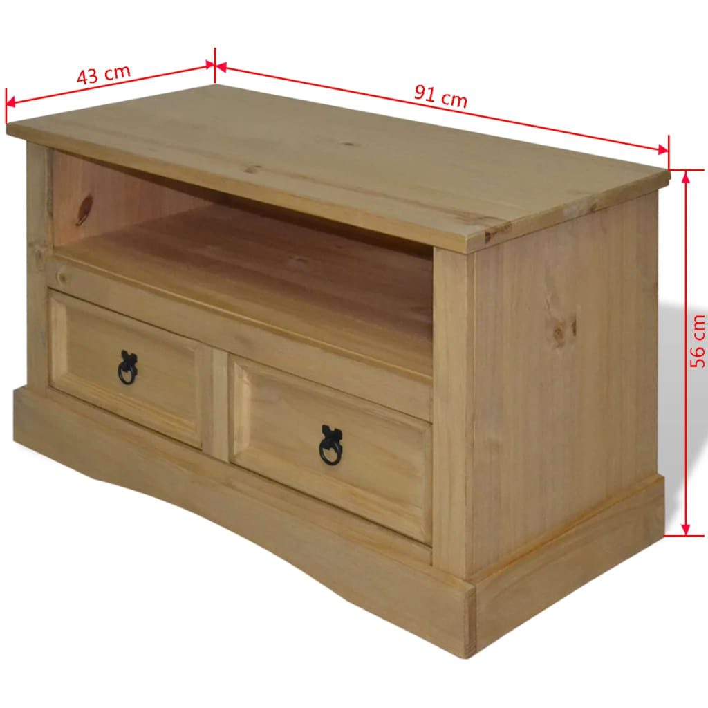 Tv Cabinet Mexican Pine Corona Range 91x43x56 Cm