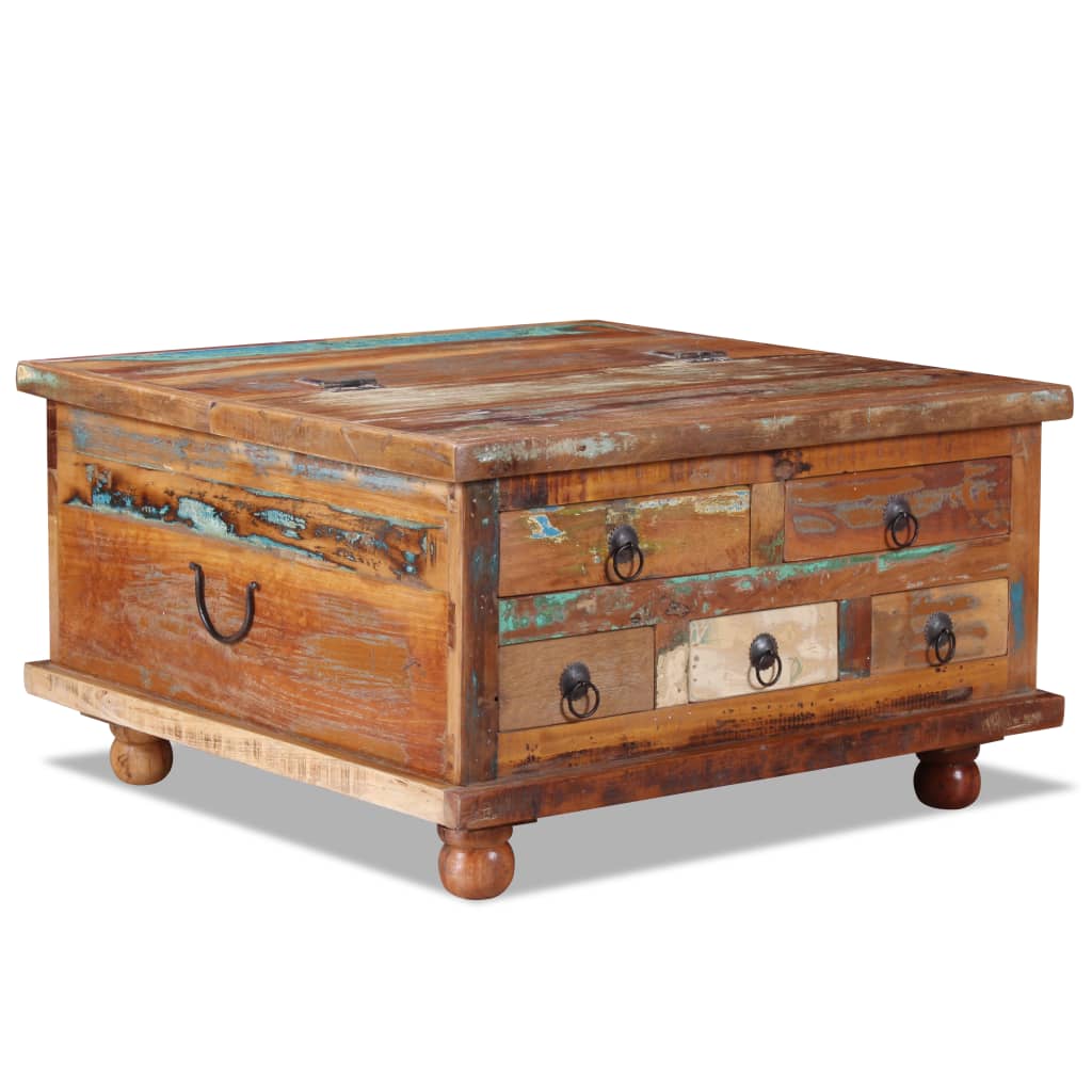 Coffee Table Reclaimed Wood 70x70x38 Cm
