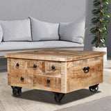 Coffee Table Rough Mango Wood 70x70x40 Cm