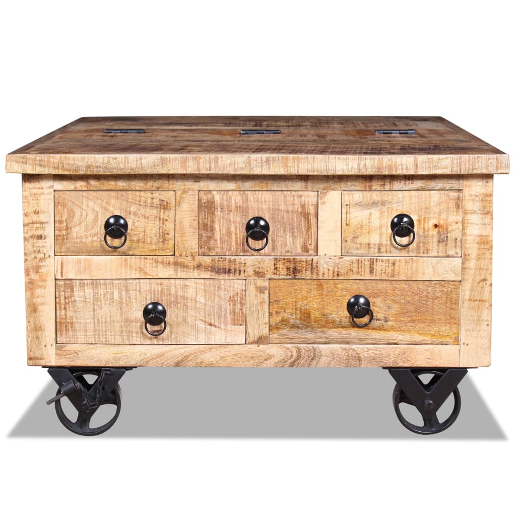 Coffee Table Rough Mango Wood 70x70x40 Cm