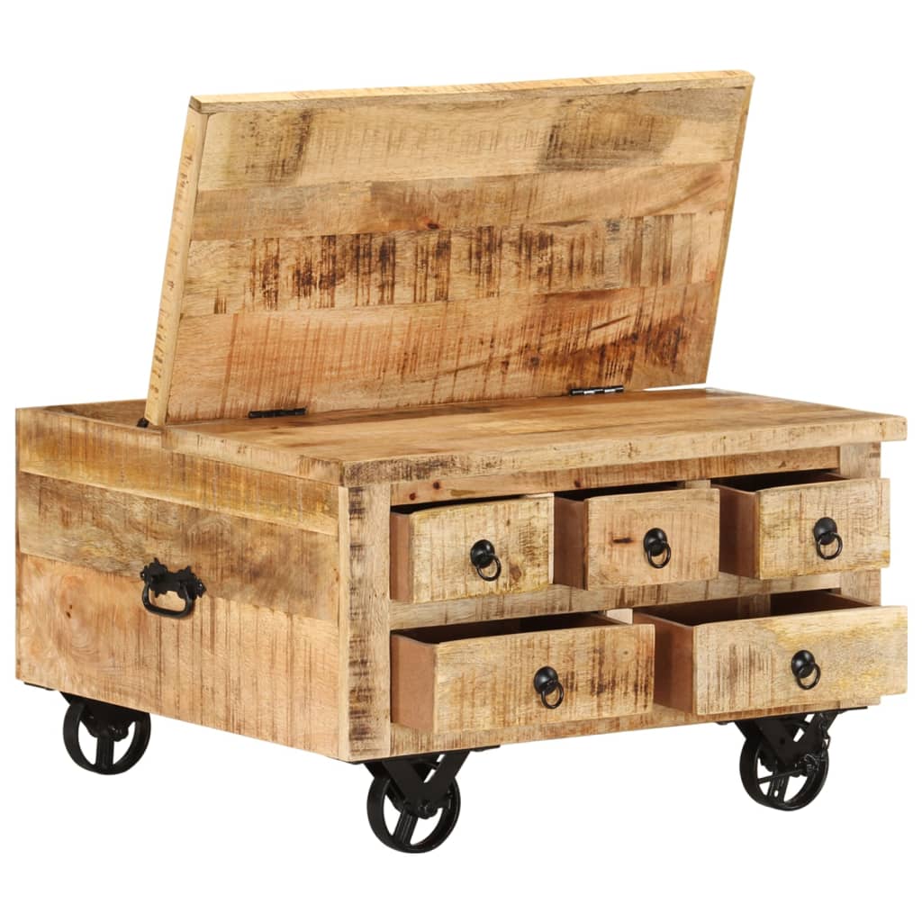 Coffee Table Rough Mango Wood 70x70x40 Cm