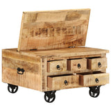 Coffee Table Rough Mango Wood 70x70x40 Cm