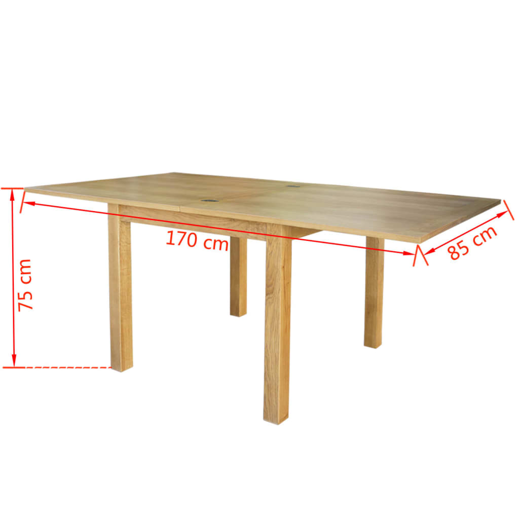 Extendable Table Oak 170x85x75 Cm
