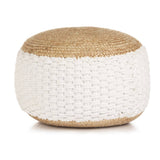 Woven/knitted Pouffe Jute Cotton 50x35 Cm White