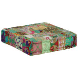 Patchwork Pouffe Square Cotton Handmade 50x50x12 Cm Green