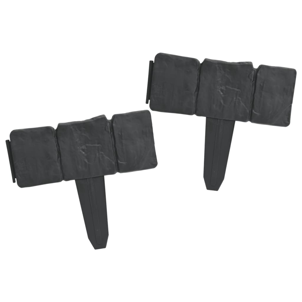 Plastic Garden / Lawn Fence Stone Look 41 Pcs 10 M