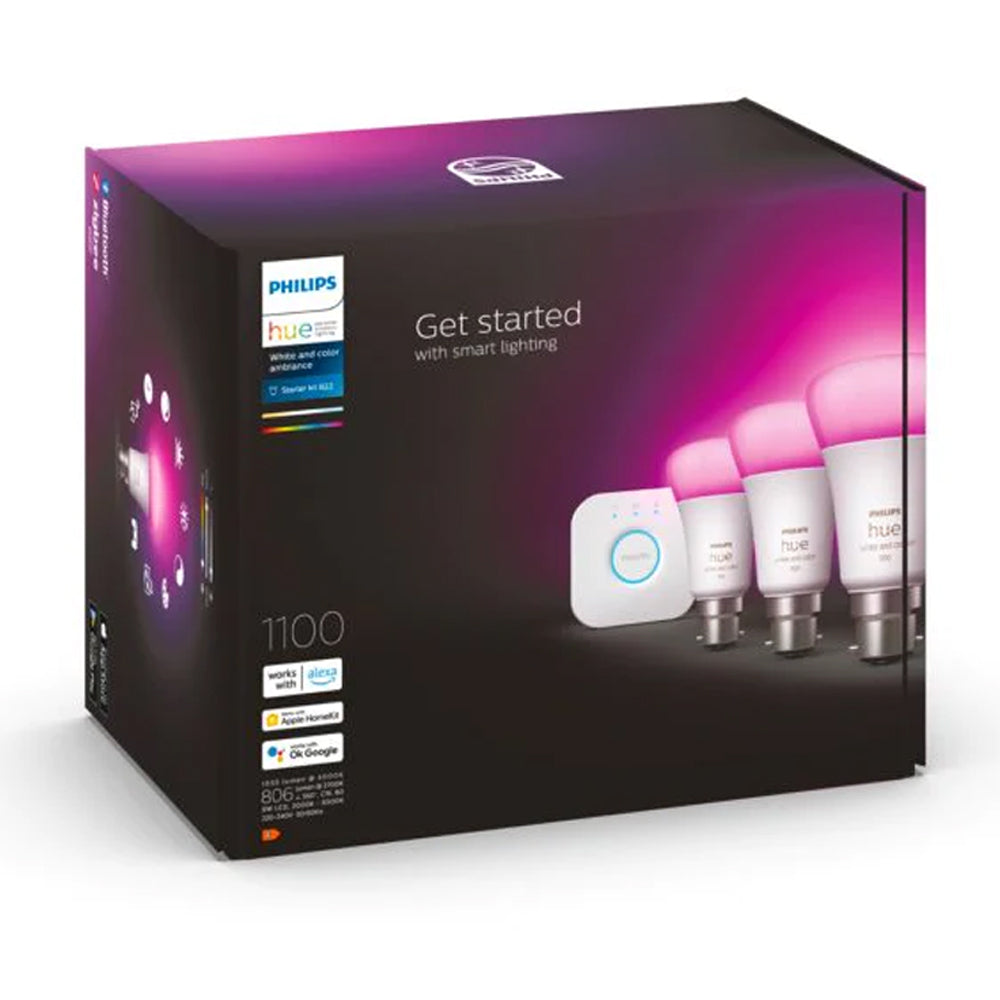 Philips Hue White and Colour Ambiance B22 Starter Kit