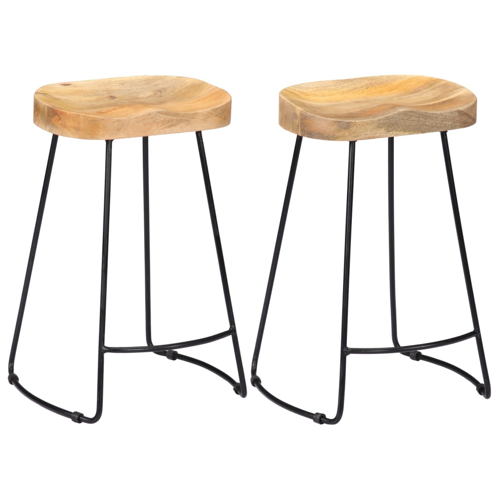 Bar Stools 2 Pcs Solid Wood