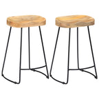 Bar Stools 2 Pcs Solid Wood