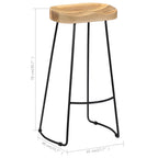 Bar Stools 2 Pcs Solid Wood