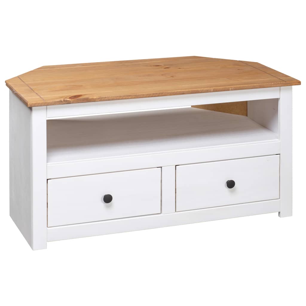 Corner Tv Cabinet White 93x49x49 Cm Solid Pine Panama Range