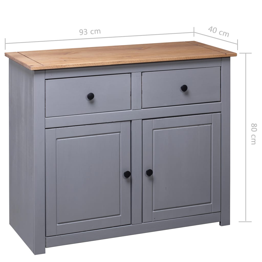 Sideboard Grey 93x40x80 Cm Solid Pinewood