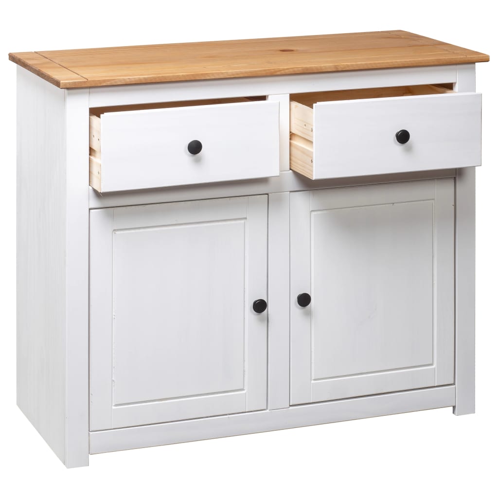 Sideboard White 93x40x80 Cm Solid Pinewood