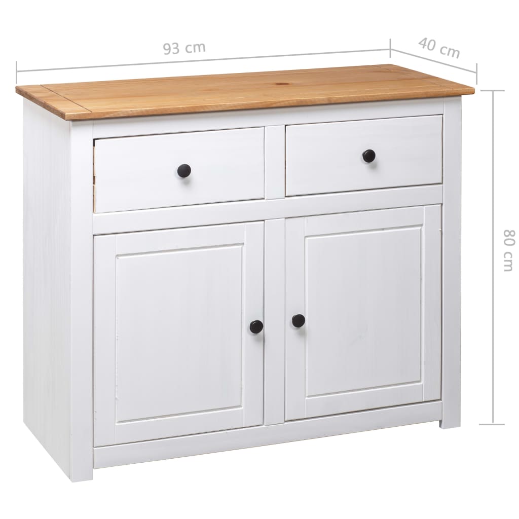 Sideboard White 93x40x80 Cm Solid Pinewood