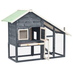 Rabbit Hutch Grey And White 140x63x120 Cm Solid Firwood