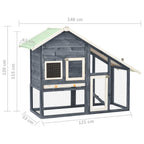 Rabbit Hutch Grey And White 140x63x120 Cm Solid Firwood