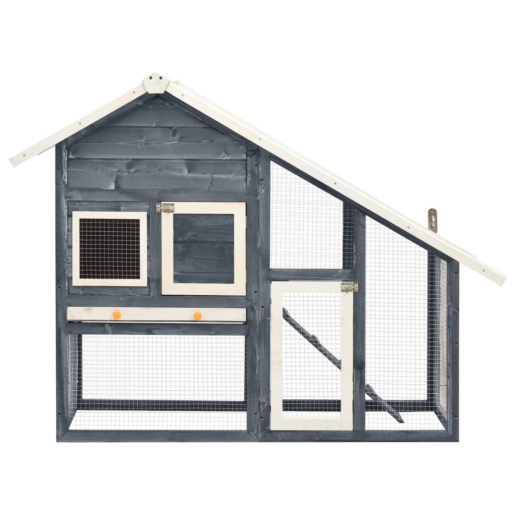 Rabbit Hutch Grey And White 140x63x120 Cm Solid Firwood