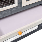 Rabbit Hutch Grey And White 140x63x120 Cm Solid Firwood