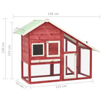 Rabbit Hutch Red And White 140x63x120 Cm Solid Firwood
