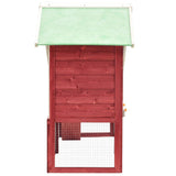 Rabbit Hutch Red And White 140x63x120 Cm Solid Firwood