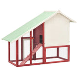 Rabbit Hutch Red And White 140x63x120 Cm Solid Firwood