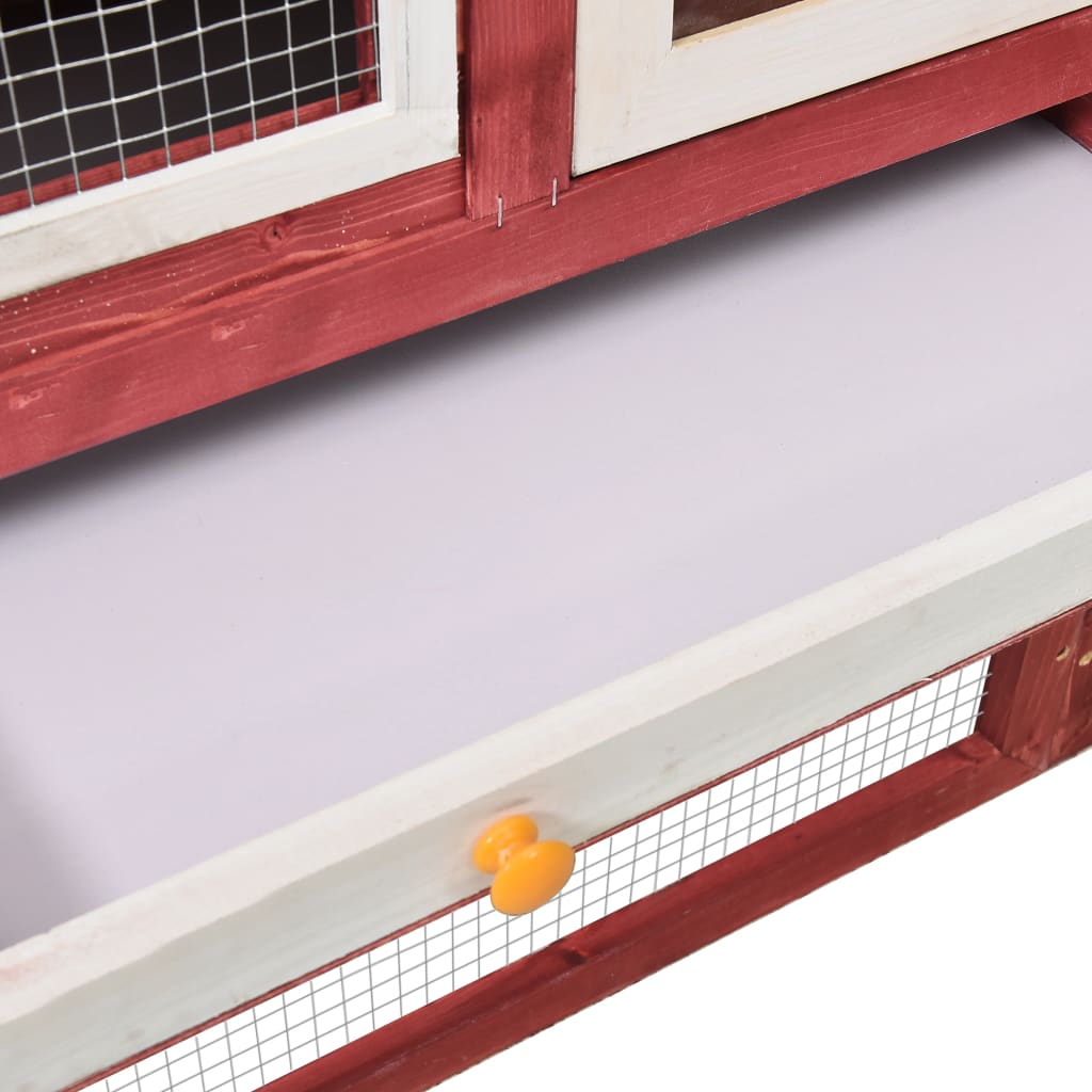 Rabbit Hutch Red And White 140x63x120 Cm Solid Firwood