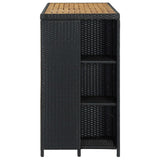 Bar Table With Storage Rack Black 120x60x110 Cm Poly Rattan