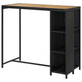 Bar Table With Storage Rack Black 120x60x110 Cm Poly Rattan