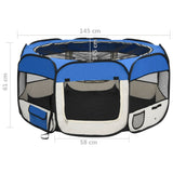 Foldable Dog Playpen With Carrying Bag Blue 145x145x61 Cm