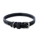 Paws & Claws Faux Leather Premium Padded Dog Collar With Stitch Details - Medium