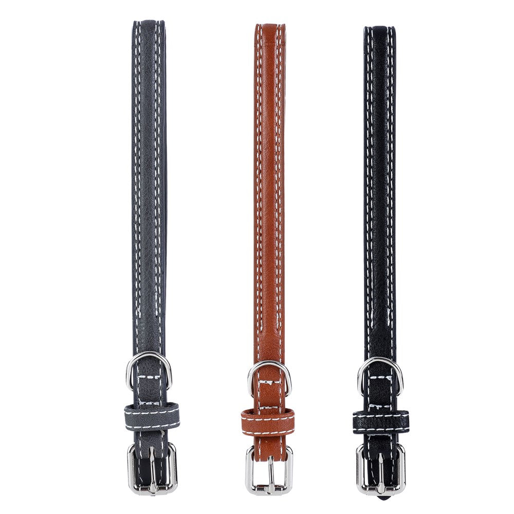 Paws & Claws Faux Leather Premium Padded Dog Collar With Stitch Details - Large