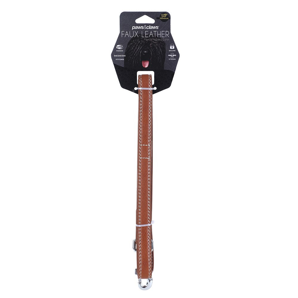 Paws & Claws Leather Look Padded Dog Lead with Stich Detail - 120x2cm