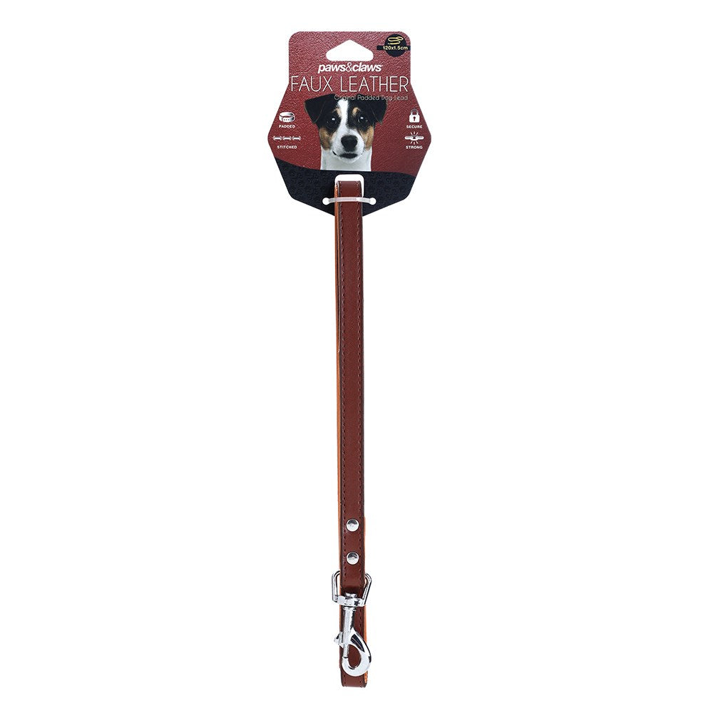 Paws & Claws Faux Leather Original Padded Dog Lead - 120x1.5cm