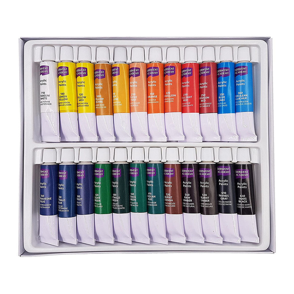 Derwent Academy Acrylic Paints 12ml - 24 Pack