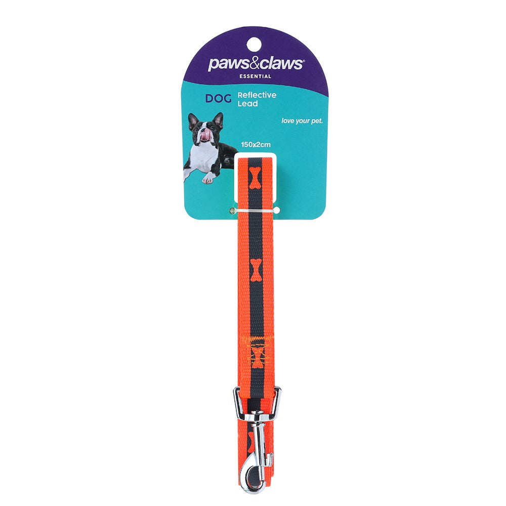 Paws & Claws Reflective Dog Lead with Bone Print - 150x2cm